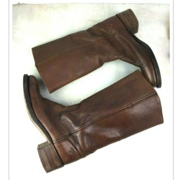 Frye Vintage Cowboy Boots Campus Brown Leather - Picture 2 of 8